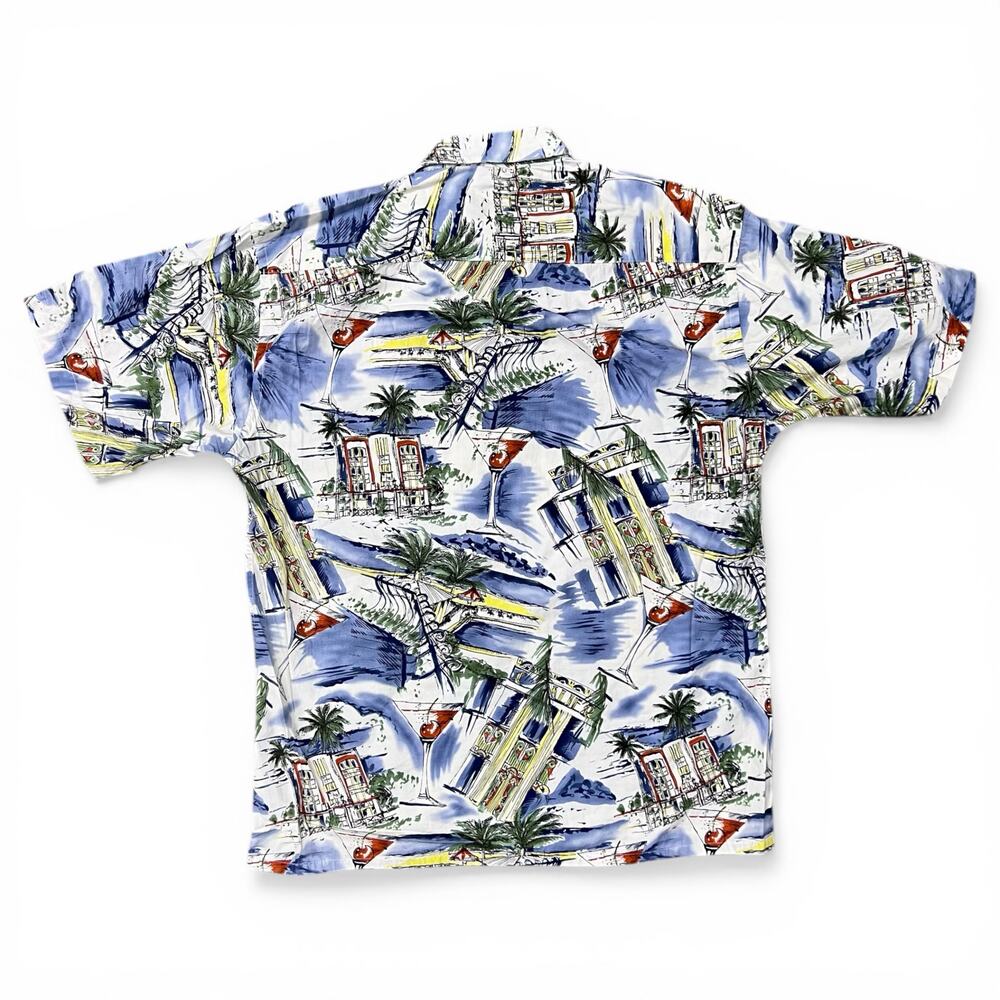 Vintage Pierre Cardin Hawaiian Vacation Shirt Tropical Drinks Short Sleeve M - Picture 3 of 5